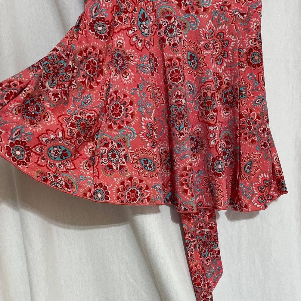 Announcements Maternity Womens Floral paisley Square-Neck Top in Coral Pink - Picture 4 of 11